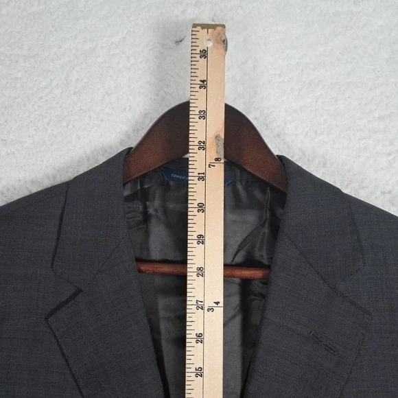 Samuelsohn Wool Mohair Blend Blazer Jacket Mens 46R SB BeckettBlue Black Check